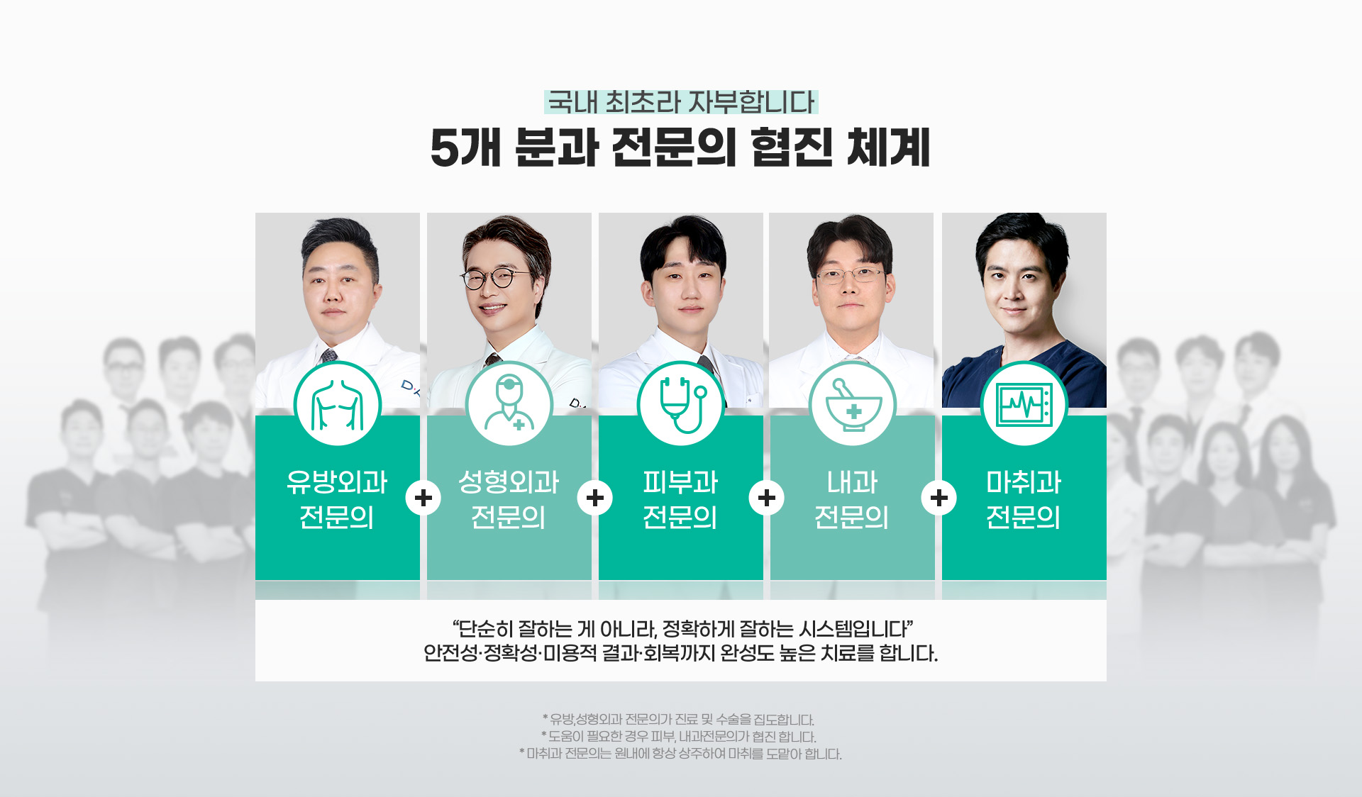 국내 최초라 자부합니다 5개 분과 전문의 협진 체계