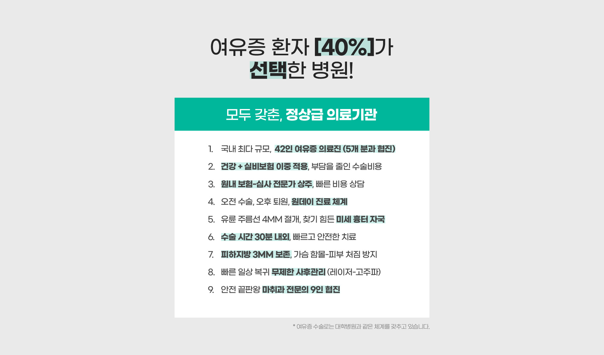 여유증 환자 40%는 디에이를 선택합니다.