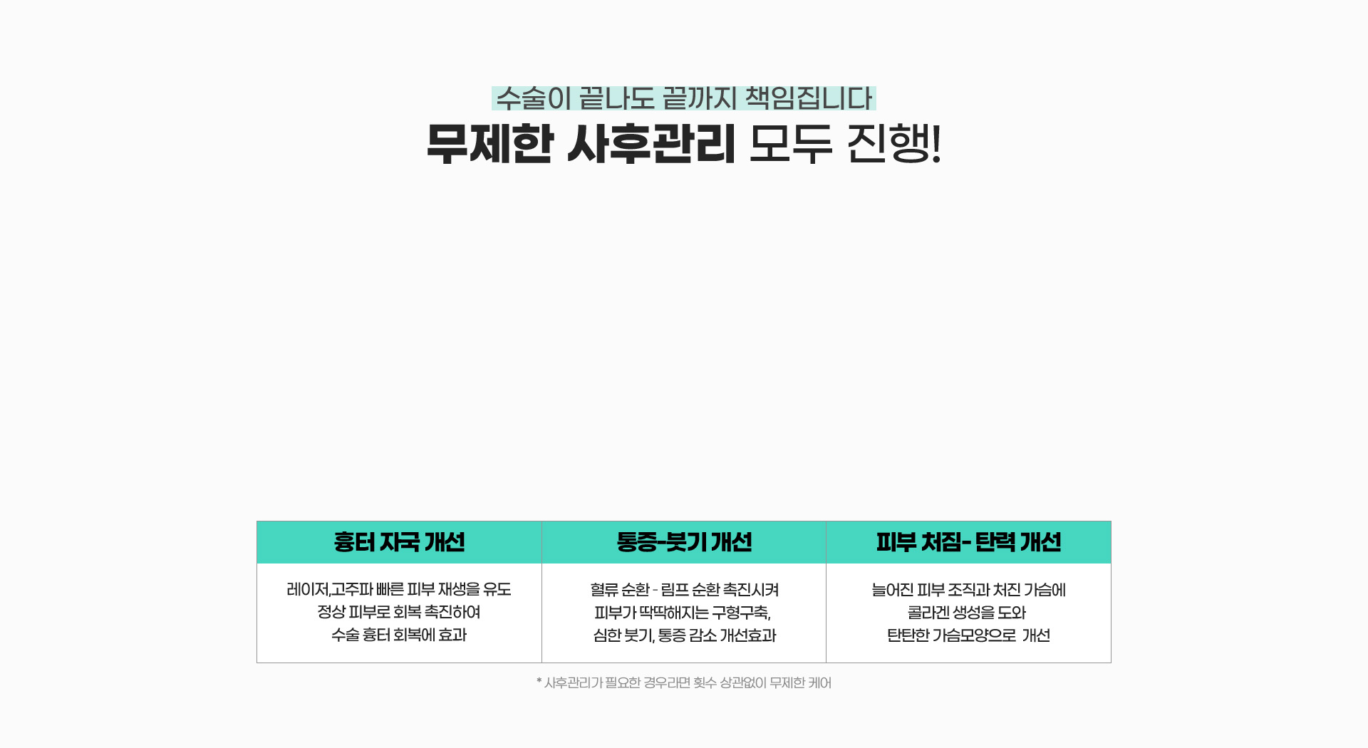 수술이 끝나도 끝까지 책임집니다 무제한 사후관리 모두 DA 진행!